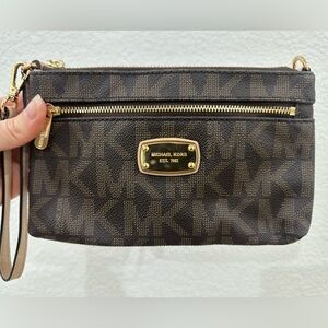 Michael Kors Tan Wristlet with Gold Zipper